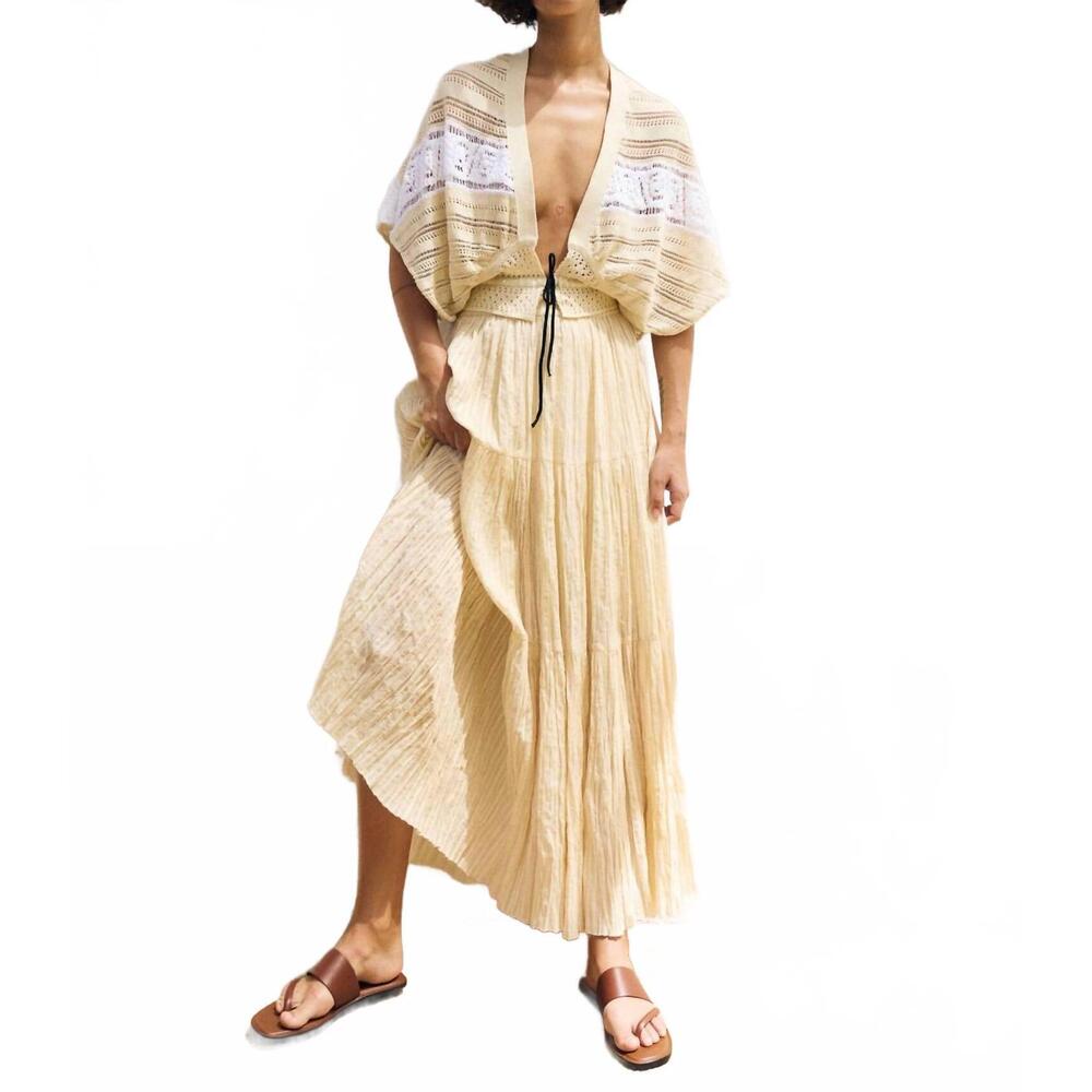 NEW SITA MURT cotton blend knit vest in beige